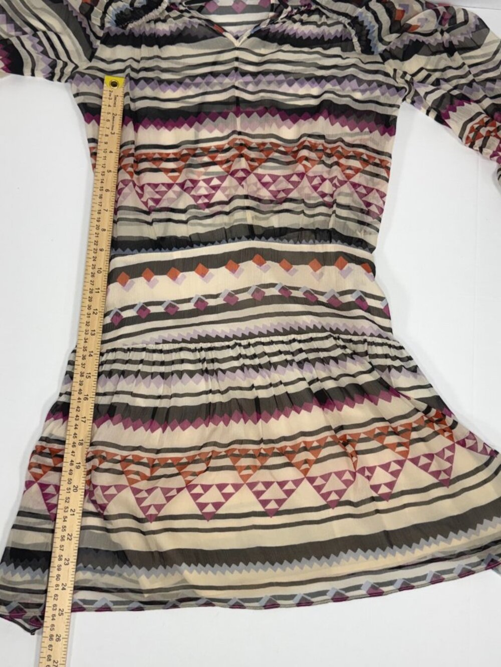 BCBGMaxAzria Rory Silk Aztec Print Off-Shoulder Mini Dress Size S Small - Picture 6 of 9